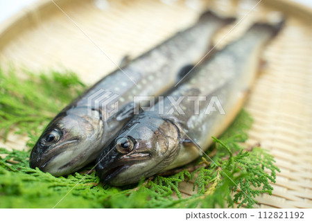 Fresh char in bamboo colander Fresh char in bamboo colander 112821192
