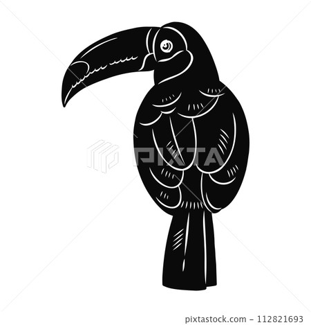 Hand-painted toucan silhouette material 112821693