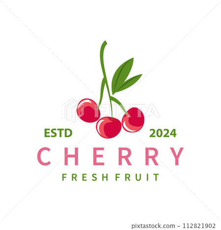 Red berry fruit garden plant silhouette design template cherry logo vector illustration 112821902