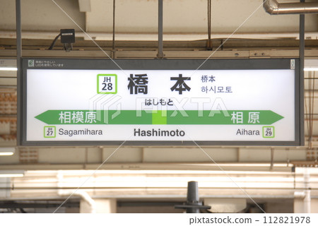 Station name display board of Yokohama Line Hashimoto Station (JH28) (Midori Ward, Sagamihara City) 112821978