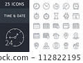 Time, date and address concept outline icons set isolated on white background. vector illustration Time, date and address concept outline icons set isolated on white background. vector illustration 112822195
