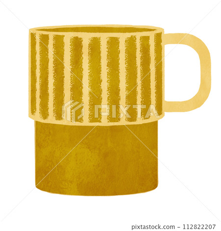Illustration of midcentury brown stacking mugs Illustration of midcentury brown stacking mugs 112822207