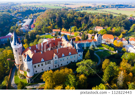 Aerial view of Zleby castle 112822443