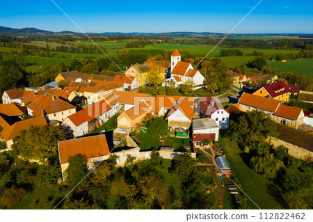 Aerial view of Czech village Cakov 112822462