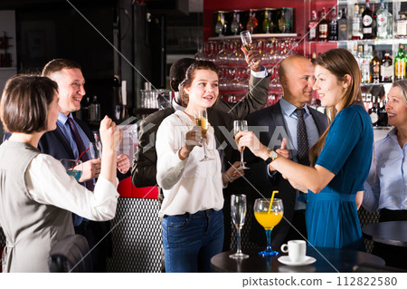 Girls having fun on corporate party Girls having fun on corporate party 112822580