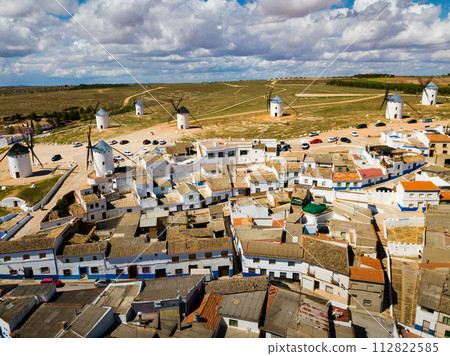 Roofs of town in La Mancha region. Campo de criptana. Spain 112822585