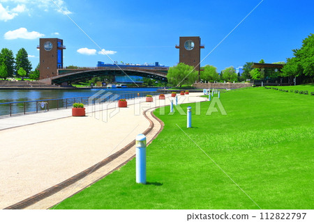 [Toyama Prefecture] Fugan Canal Kansui Park in sunny weather 112822797
