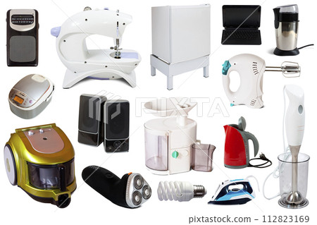 Set of different domestic technique, isolated on white background Set of different domestic technique, isolated on white background 112823169