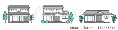 Japanese style house illustration set 112823742