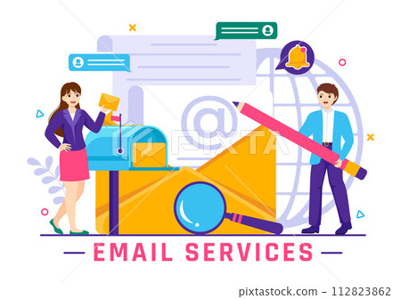 Email Service Vector Illustration with File Correspondence Delivery, Electronic Mail Message and Business Marketing in Flat Cartoon Background 112823862