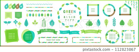 Green and leaf frame decoration set Green and leaf frame decoration set 112823867