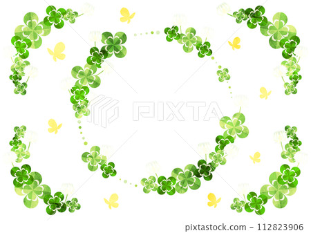 clover, white grass, frame, set, cute, illustration, spring clover, white grass, frame, set, cute, illustration, spring 112823906