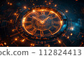 Futuristic Digital Clock Interface Technology merging Hud technology circle, Time and Time machine concept. 112824413