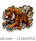 vector illustration of tiger, tiger flames sticker vector illustration of tiger, tiger flames sticker 112824552
