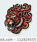 abstract art illustration of the color of the tiger flames, tiger flames sticker abstract art illustration of the color of the tiger flames, tiger flames sticker 112824555