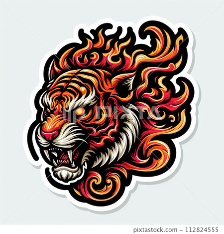 abstract art illustration of the color of the tiger flames, tiger flames sticker 112824555