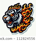 vector illustration of a tiger, abstract art illustration of the color of the tiger flames, tiger flames sticker vector illustration of a tiger, abstract art illustration of the color of the tiger flames, tiger flames sticker 112824556