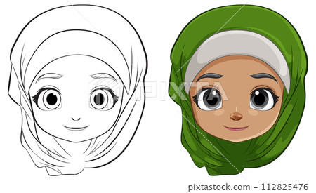 Smiling Girl with Hijab Illustration 112825476