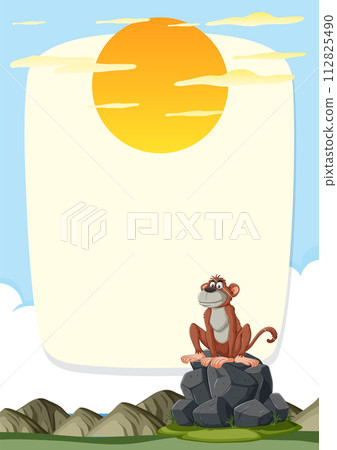 Monkey Meditating at Sunrise 112825490