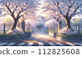 School gate and cherry blossoms 112825608
