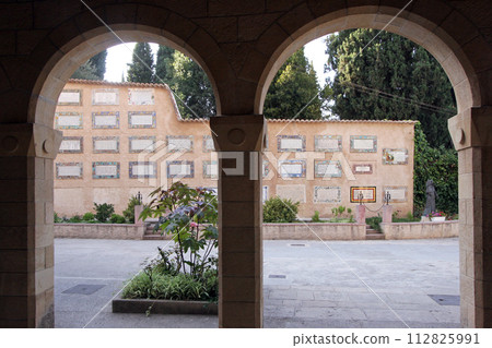 Colourful ceramic translations of the Magnificat, the prayer sung by the Virgin Mary at this site, the Church of the Visitation in Ein Kerem near Jerusalem, Israel Colourful ceramic translations of the Magnificat, the prayer sung by the Virgin Mary at this site, the Church of the Visitation in Ein Kerem near Jerusalem, Israel 112825991