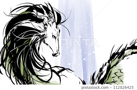 Hand drawn cool dragon illustration 112826425