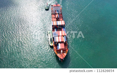 Freight forwarding by container ships, logistics business, import and export, logistics, international trade concept. 112826654