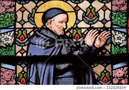 Saint Vincent de Paul, stained glass windows in the Saint Laurent Church, Paris, France 112826834