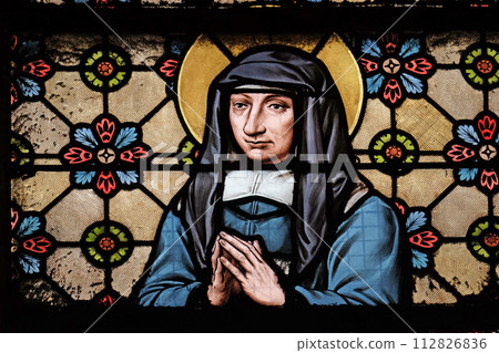 Saint Louise de Marillac, stained glass windows in the Saint Laurent Church, Paris, France Saint Louise de Marillac, stained glass windows in the Saint Laurent Church, Paris, France 112826836