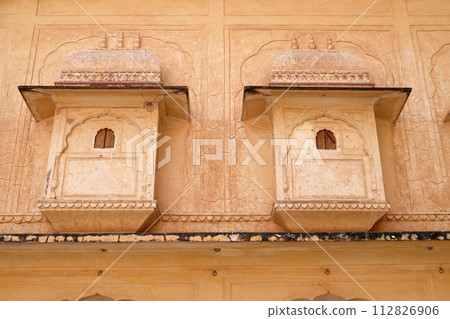 Architectural detail of Amber Fort in Jaipur, Rajasthan, India Architectural detail of Amber Fort in Jaipur, Rajasthan, India 112826906