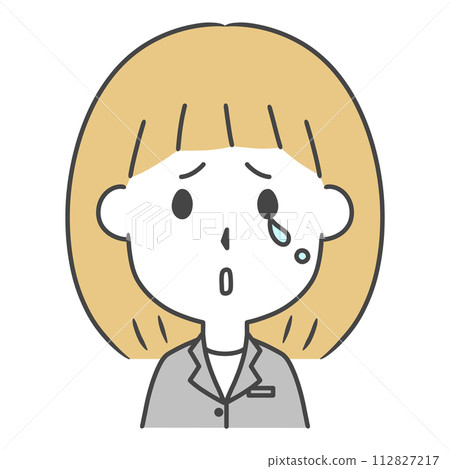 一個穿著西裝的悲傷女人的插圖 112827217