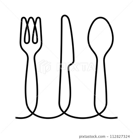 Kitchen utensils one line vector icon Kitchen utensils one line vector icon 112827324
