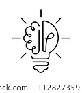 Brainstorm, idea concept one line vector icon 112827359