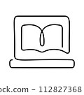 Online book E-learning one line vector icon 112827368