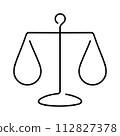Law balance scale one line vector icon 112827378