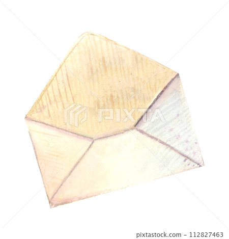 Envelope mail open watercolor drawing empty. Greeting card invitation postcard note paper decoration. Festival write correspondence. Isolated white background. Aquarelle New Year Easter Christmas post Envelope mail open watercolor drawing empty. Greeting card invitation postcard note paper decoration. Festival write correspondence. Isolated white background. Aquarelle New Year Easter Christmas post 112827463