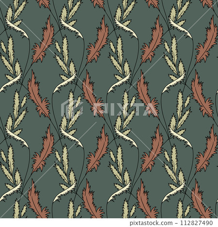 Seamless pattern with hand drawn abstract wildflowers. Seamless pattern with hand drawn abstract wildflowers. 112827490