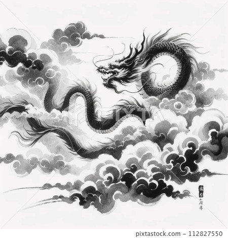 ink painting dragon ink painting dragon 112827550