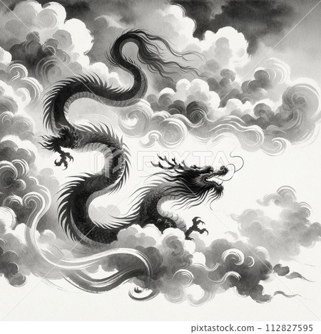 ink painting dragon 112827595