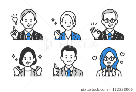 Positive managers/managers upper body set for men and women [person vector illustration material] 112828006