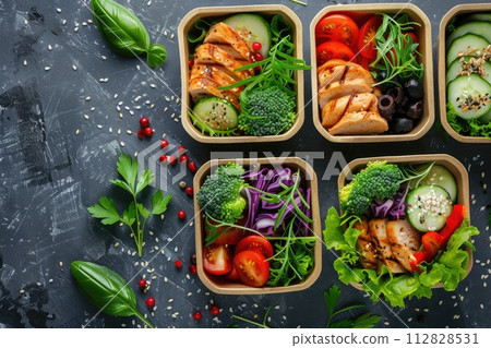 Healthy lunch in boxes. Zero waste concept. 112828531