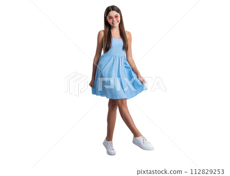 smiling teen girl in summer dress at studio. teen girl in summer dress on background. smiling teen girl in summer dress at studio. teen girl in summer dress on background. 112829253