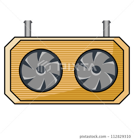 Cooling radiator system for Computer. icon, cpu liquid cooler with fans and radiator. Cooling radiator system for Computer. icon, cpu liquid cooler with fans and radiator. 112829310