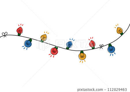 Christmas lights string. Holiday LED bulb strand for magic festive prints. 112829463