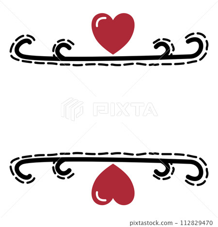 Hand drawn doodle heart and simple linear style, with space for text or promotion and greeting message, banner Hand drawn doodle heart and simple linear style, with space for text or promotion and greeting message, banner 112829470