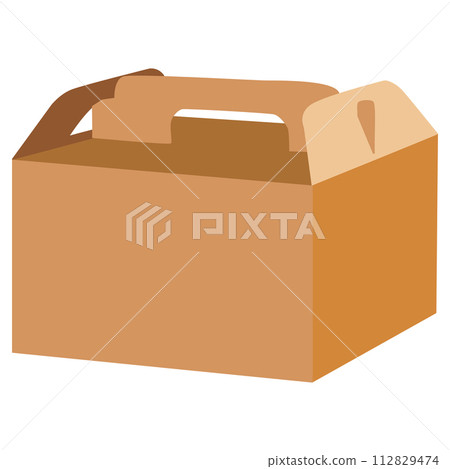 Corrugated handle brown box  packaging die cut template design. 112829474