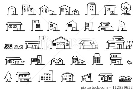 Housing line drawing illustration set Housing line drawing illustration set 112829632