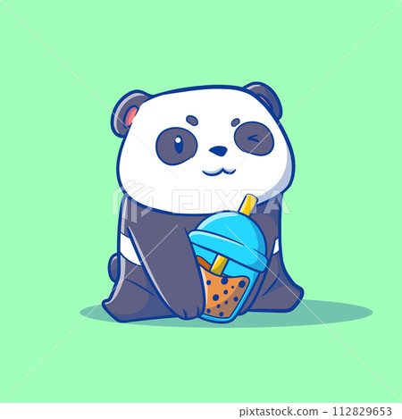 That cute illustration of a boba panda cartoon 112829653