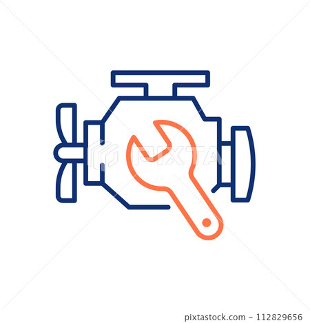 Car engine repair icon. Vector illustration. Editable stroke. 112829656