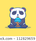 That cute illustration of a boba panda cartoon 112829659